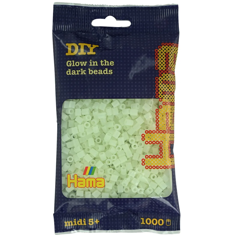 Hama Perler Og Perlesett>Midi perler 1000 stk. Selvlysende grønn