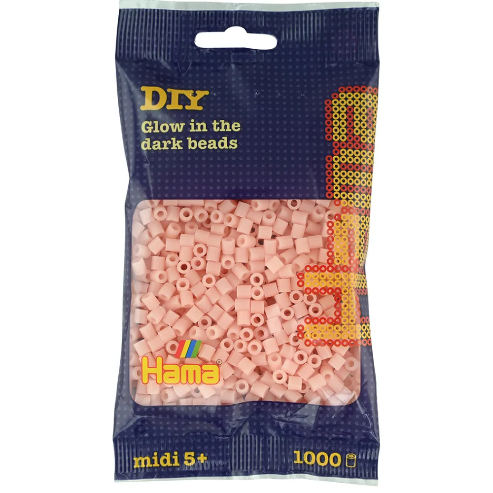 Hama Perler Og Perlesett>Midi perler 1000 stk. Selvlysende rød