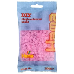 Hama Perler Og Perlesett>Midi perler 1000 stk. Transparent rosa