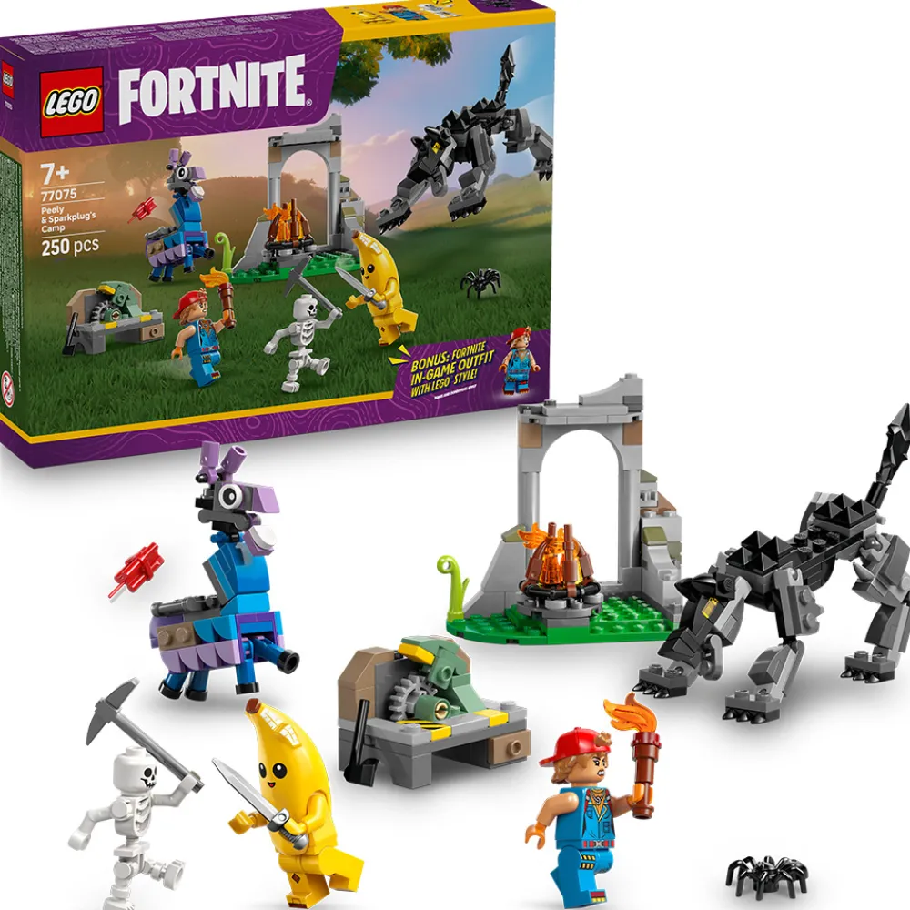 LEGO Lego Fortnite | Lego Nyheter>77075 Peely og Sparkplug slår leir på sletten