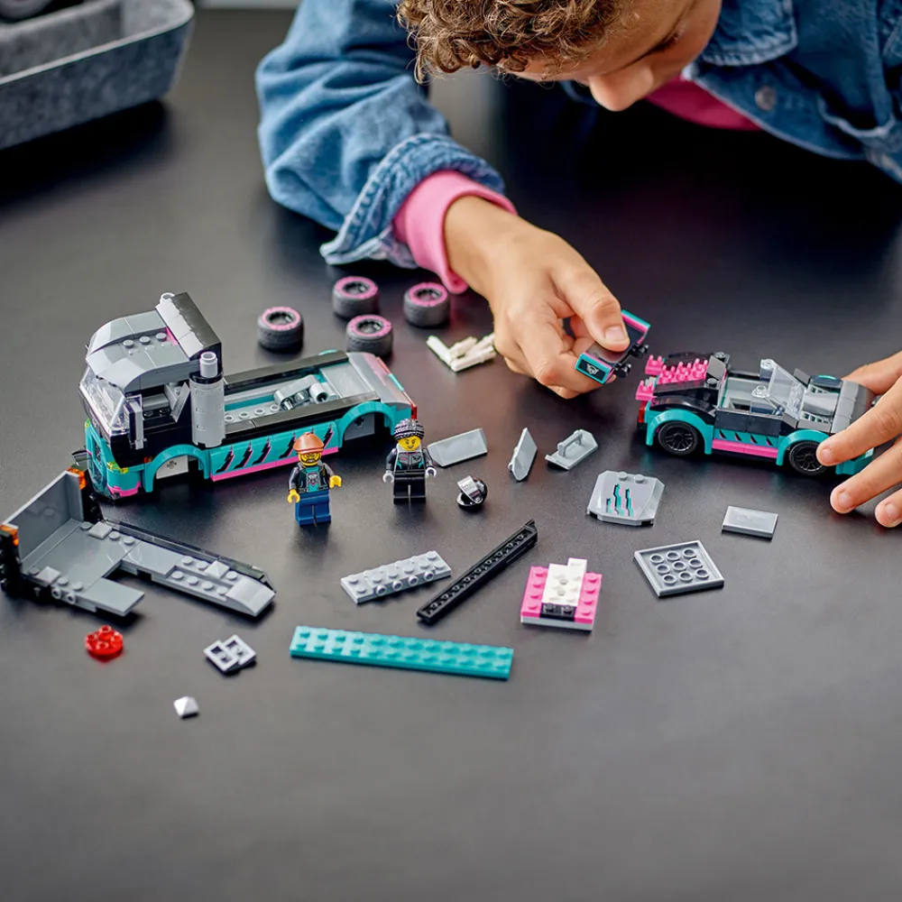 LEGO Lastebil, Gravemaskin Og Traktor | Lekebiler>60406 Racerbil og transporttrailer