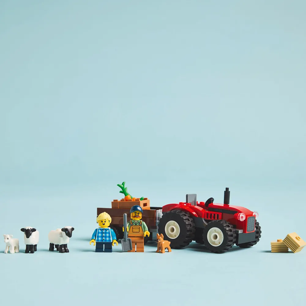 LEGO Lastebil, Gravemaskin Og Traktor | Lego City>60461 Sett med rød traktor, henger og sau